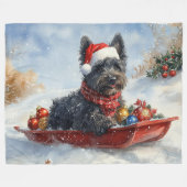 Bouviers Des Flandres Dog in Sledge Weihnachten Fleecedecke (Vorderseite (Horizontal))