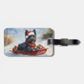 Bouviers Des Flandres Dog in Sledge Weihnachten Gepäckanhänger (Rückseite horizontal)