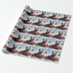 Bouviers Des Flandres Dog in Sledge Weihnachten Geschenkpapier
