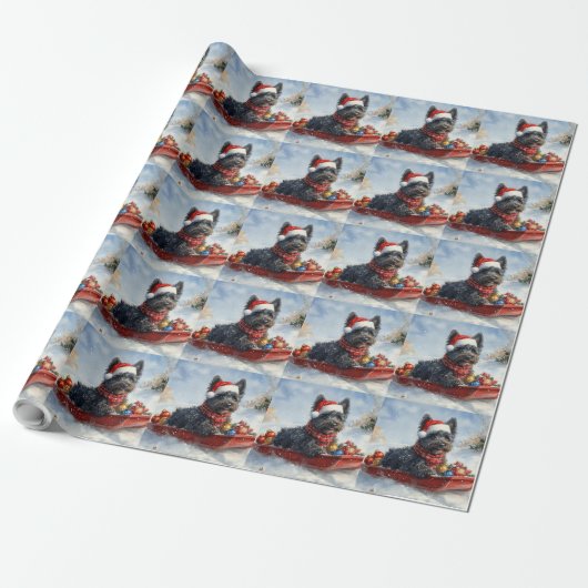 Bouviers Des Flandres Dog in Sledge Weihnachten Geschenkpapier (Ungerollt)