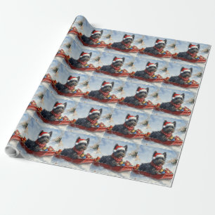 Bouviers Des Flandres Dog in Sledge Weihnachten Geschenkpapier