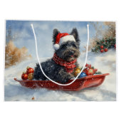 Bouviers Des Flandres Dog in Sledge Weihnachten Große Geschenktüte (Rückseite)