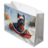 Bouviers Des Flandres Dog in Sledge Weihnachten Große Geschenktüte (Rückseite Schrägansicht)