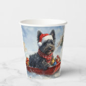 Bouviers Des Flandres Dog in Sledge Weihnachten Pappbecher (Rückseite)