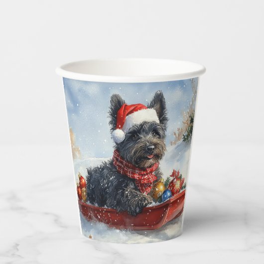 Bouviers Des Flandres Dog in Sledge Weihnachten Pappbecher (Vorderseite)