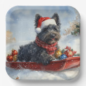 Bouviers Des Flandres Dog in Sledge Weihnachten Pappteller (Vorderseite)