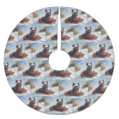 Bouviers Des Flandres Dog in Sledge Weihnachten Polyester Weihnachtsbaumdecke (Vorderseite)