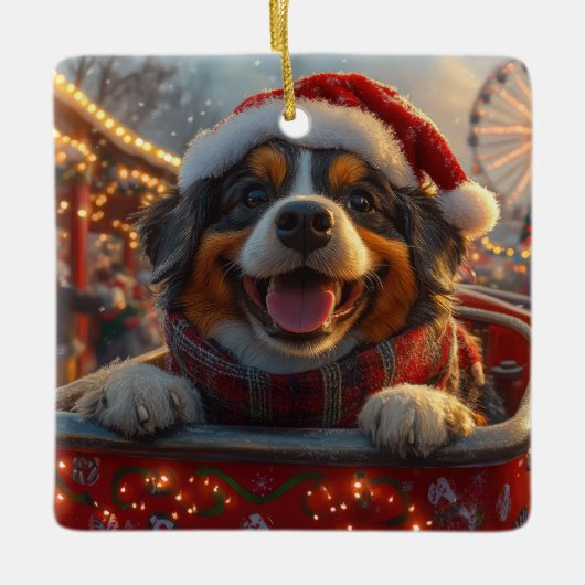 Bouviers des Flandres Dog Roller Untersetzer Weihn Keramikornament (Vorderseite)