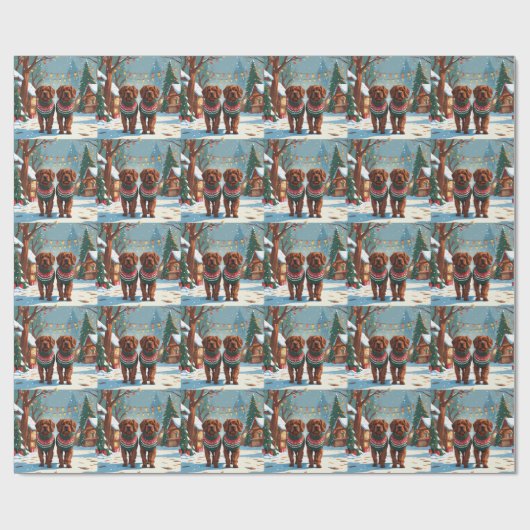 Bouviers des Flandres Dogs Christmas Snow Holiday  Geschenkpapier (Flach)