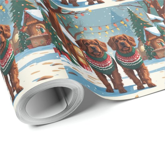 Bouviers des Flandres Dogs Christmas Snow Holiday  Geschenkpapier (Rolleneckpunkt)