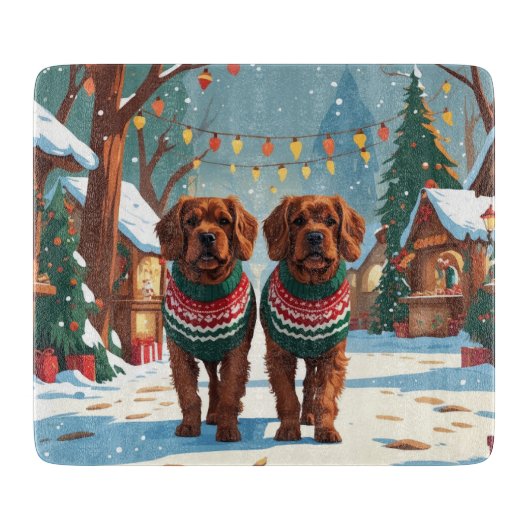 Bouviers des Flandres Dogs Christmas Snow Holiday Schneidebrett (Vorderseite)