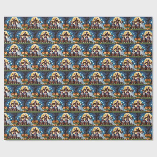 Bouviers Des Flandres Dogs Pumpkin Halloween Funny Geschenkpapier (Flach)