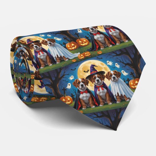 Bouviers Des Flandres Dogs Pumpkin Halloween Funny Krawatte (Gerollt)