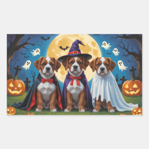 Bouviers Des Flandres Dogs Pumpkin Halloween Funny Rechteckiger Aufkleber