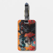 Bouviers des Flandres Herz Rose Valentinstag Gepäckanhänger (Rückseite vertikal)