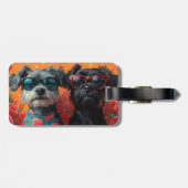 Bouviers des Flandres Herz Rose Valentinstag Gepäckanhänger (Rückseite horizontal)