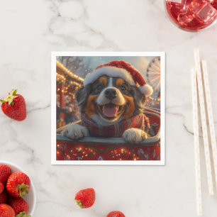 Bouviers des Flandres Hund Achterbahn Weihnachten Serviette