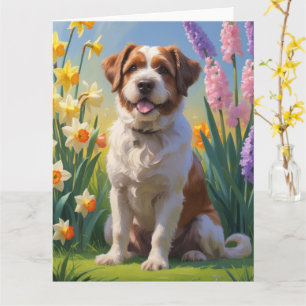 Bouviers Des Flandres Hund Frühlingsblumen Malerei Karte