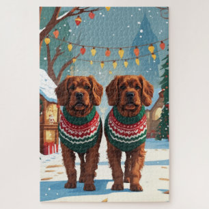 Bouviers des Flandres Hunde Weihnachten Schnee Fei Puzzle