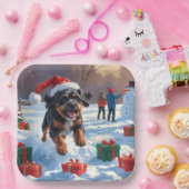 Bouviers des Flandres Weihnachtsfest Schneeszene Pappteller (Party)