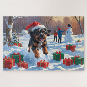 Bouviers des Flandres Weihnachtsfest Schneeszene Puzzle
