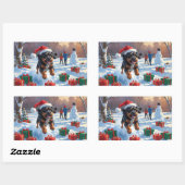 Bouviers des Flandres Weihnachtsfest Schneeszene Rechteckiger Aufkleber (Blatt)