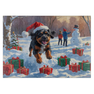 Bouviers des Flandres Weihnachtsfest Schneeszene Schneidebrett