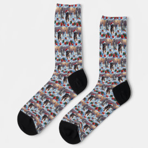Bouviers des Flandres Weihnachtsfest Schneeszene Socken