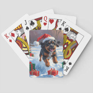 Bouviers des Flandres Weihnachtsfest Schneeszene Spielkarten