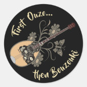 Bouzouki Ouzo Runder Aufkleber (Vorderseite)
