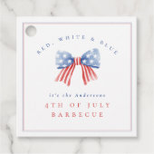 Bow 4. Juli Barbecue Ausgeklügeltes Wasserfarben Geschenkanhänger (Vorderseite)