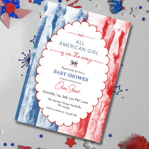 Bow All American Girl 4. Juli-Baby Shower Einladung