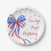 Bow American 4. Juli Geburtstag Papier Teller (Vorderseite)