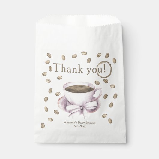 Bow and Coffee brauen Babydusche Danke Geschenktütchen (Vorderseite)