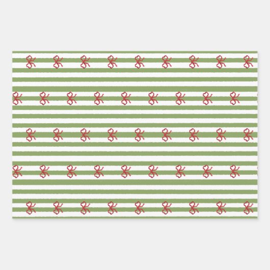 Bow And Stripes Christmas  Geschenkpapier Set (Vorderseite)