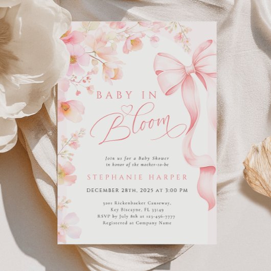 Bow Baby in Bloom Baby Dusche Einladung