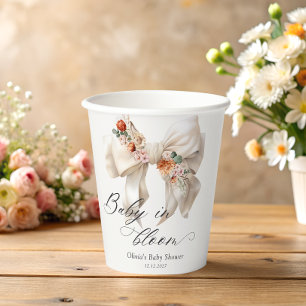 Bow Baby in Bloom Baby Dusche Pappbecher