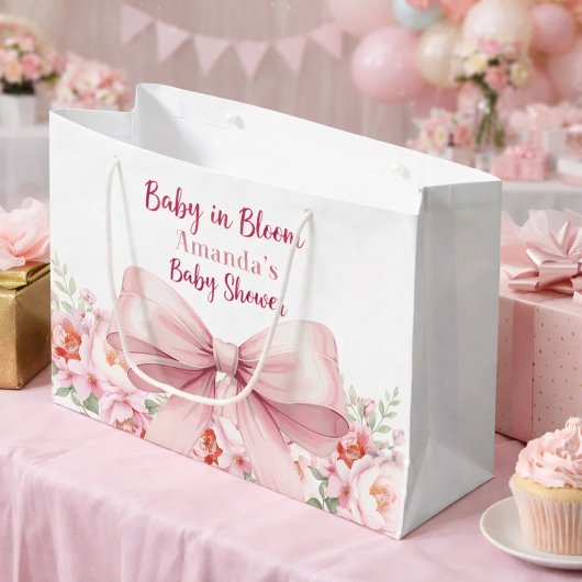Bow Baby in Bloom rosa florals Baby Dusche Große Geschenktüte