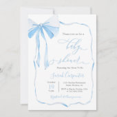 Bow Baby Shower Boy Einladung (Vorderseite)