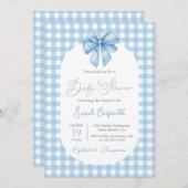 Bow Baby Shower Boy Einladung mit Bogen (Vorne/Hinten)