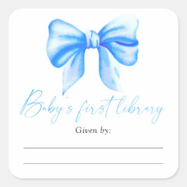 Bow - Baby Shower Buchzeichen, Babybücher Quadratischer Aufkleber