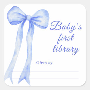 Bow - Baby Shower Buchzeichen, Babybücher Quadratischer Aufkleber
