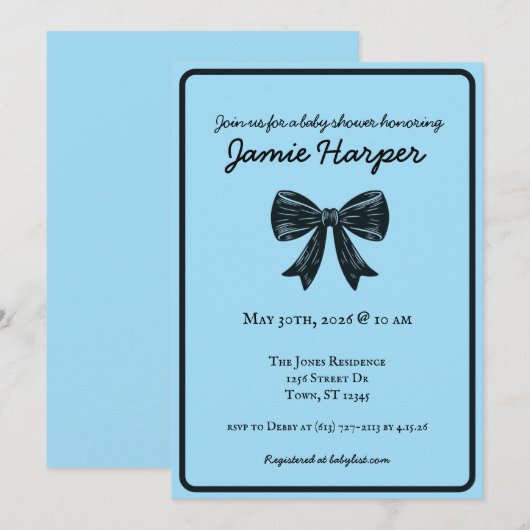 Bow Baby Shower Einladung (Vorne/Hinten)