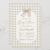 Bow Baby Shower Neutral Einladung mit Buggelenk (Vorne/Hinten)