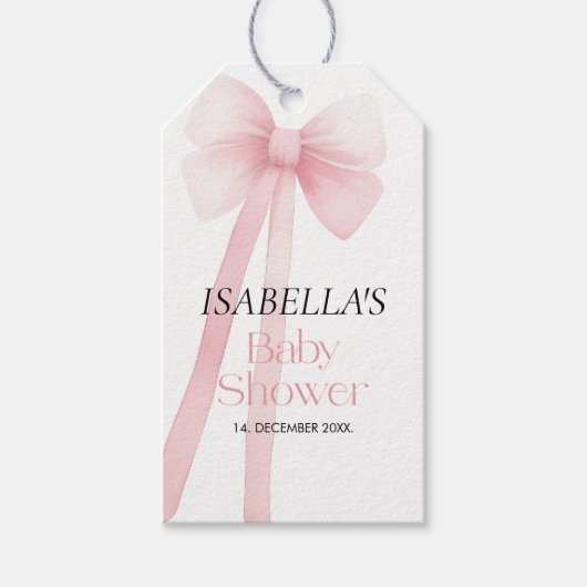 Bow Baby Showmarke, Pink Danke Geschenkanhänger (Vorderseite)