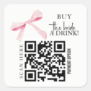Bow Bachelorette Buy Bride trinken QR-Code Quadratischer Aufkleber