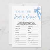 Bow beendet das Phrase-Brautparty-Spiel der Braut Einladung (Vorderseite)