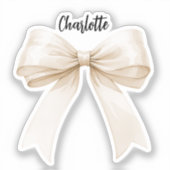 Bow-Beige-Creme-Skript Aufkleber (Vorderseite)