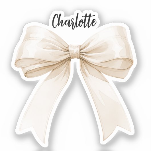 Bow-Beige-Creme-Skript Aufkleber (Vorderseite)