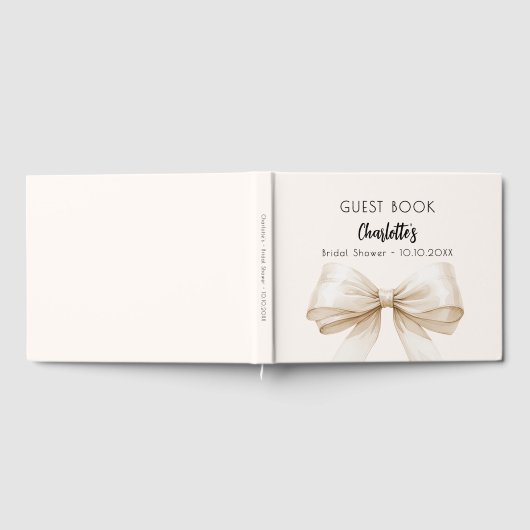 Bow beige cremefarbenes Brautparty Gästebuch (Voll)